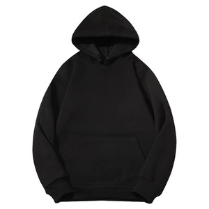 Sudadera con Capucha Negra Lisa Personalizada al por Mayor, Unisex, Oversize, de Algodón Grueso, Estilo Urbano, Fabricante OEM - Product Image 3
