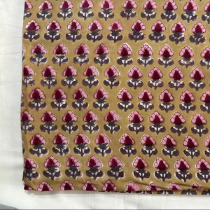 Hand Block Printed Floral Pattern Breathable <b>Medium</b> Weight Indian Cotton <b>Fabric</b> Traditional Sanganeri Textile Wholesale In-Stock - Product Image 1