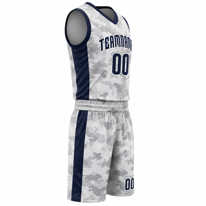 Ensembles d'uniformes de basketball unisexes pour adultes, imprimé camouflage, polyester respirant, maillots et shorts, nom de l'équipe personnalisé, marque personnalisée - Product Image 2