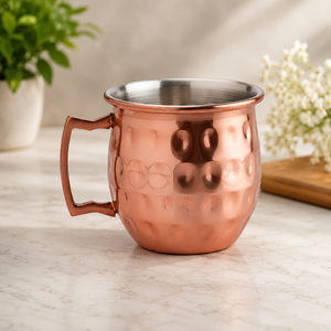 Tasse en cuivre pur de haute qualité à 100 % avec poignée, mug Moscow Mule pour bar à domicile, mugs à cocktails, mugs aux bienfaits ayurvédiques pour la santé - Product Image 5