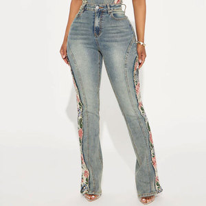 Pantalones Vaqueros de Mezclilla para Mujer al por Mayor, de Alta Calidad, Corte Bootcut, Casuales, Estilo Urbano, de Verano, Poliéster/Algodón, Cintura Media, Secado Rápido, Vintage - Product Image 1
