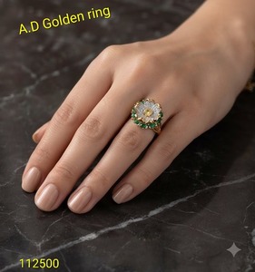 Elegante Anillo Floral con Diamantes Americanos, Chapado en Oro, con Circonita Cúbica, Anillo de Cóctel con Flores y Piedras Preciosas de Rubí para Mujer - Product Image 1