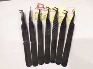Pince à épiler noire en acier inoxydable pour extensions de cils, kit de pinces à isolation et volume pour extensions de cils, marque privée - Product Image 4