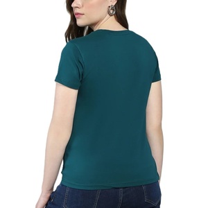 T-shirt en jersey 100 % coton pour femme, nouveau, à manches courtes, décontracté, respirant, imprimé, motif uni, teinture unie, été, de BD - Product Image 2