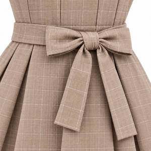 Uniforme Escolar para Niñas, Vestido Tipo Pinafore a Cuadros Beige, Blusa Blanca de Manga Larga, Cinturón, Falda Plisada, Conjunto de Ropa Escolar - Product Image 5