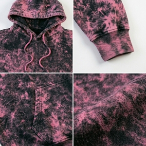 High Street Acid Wash <b>Men</b> <b>Pullover</b> Hoodie Marble Tie Dye Design Heavyweight Cotton Fleece Drop Shoulder Street Style Hoodie - Product Image 6