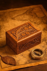 Eco-Friendly Rectangle <b>Wooden</b> <b>Box</b> for Jewelry Gift Storage-Soft Interior for Delicate Items Christmas Chinese New Year Tabletop - Product Image 1