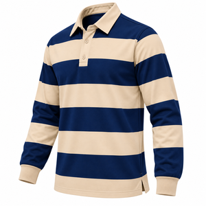 High Quality <b>Men</b> Long Sleeve Rugby <b>Shirt</b> Classic Striped Jersey Collar Golf <b>Shirt</b> Custom <b>Mens</b> Casual Long Sleeve Rugby <b>Shirt</b> - Product Image 5
