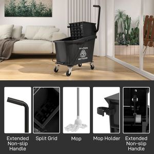 Carrello Porta Secchio per Pulizie Professionali con Secchio Chiuso Rinforzato per Hotel e Ristoranti - Product Image 4