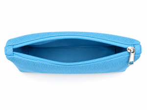 Simple Blue Jute Cosmetic <b>Case</b> with Zipper Closure Portable Small <b>Makeup</b> Bag - Product Image 3