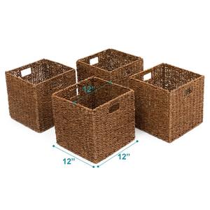 Cesta cuadrada plegable de hierba marina, cesta de almacenamiento hecha a mano, venta al por mayor, ecológica, hecha en Vietnam - Product Image 3
