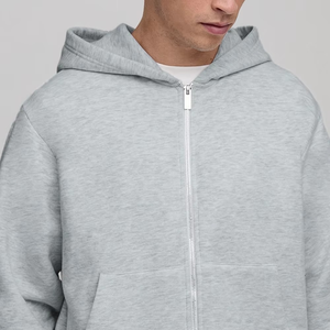 Sudadera con Capucha de Alta Calidad para Hombre, Cierre Completo, Color Sólido Minimalista, Mezcla de Algodón Cálido, Chaqueta con Capucha, Logotipo Personalizado, Ropa Exterior Informal a la Moda - Product Image 4