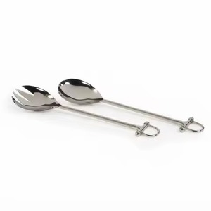 Ensemble de couverts minimalistes en métal noir avec manche, finition miroir, fourchette et cuillère, compatibles lave-vaisselle, pour la restauration - Product Image 2