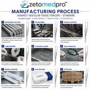 Pinzas para Tejido Vascular DeBAKEY, Instrumento Quirúrgico Estándar, Atraumático, ZETOMEDPRO - Product Image 6