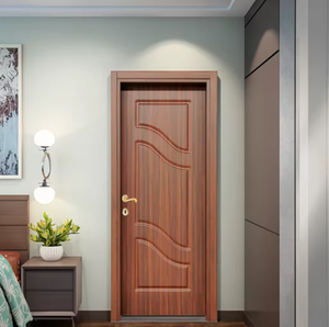 Portes en bois MDF intérieures sans peinture, revêtement PVC, décoration minimaliste, bois massif, polymère, taille et couleur personnalisées - Product Image 3