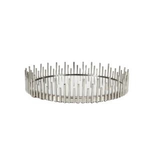 Ensemble de 2 Plateaux Décoratifs en Argent Nouveau Design Pièces de Service de Table Taille Personnalisée Pièces de Service Maison Marteau Travail Fer Matériel - Product Image 6