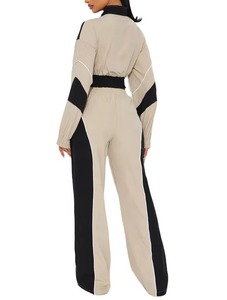 Ensemble survêtement coupe-vent color block personnalisé pour femme, deux pièces, avec pantalon de jogging court et long, respirant - Product Image 5