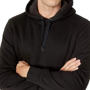 Sudadera con capucha de forro polar negro grueso 2024 de secado rápido, sudaderas con capucha de manga larga para hombre, sudaderas lisas para invierno, OEM personalizadas - Product Image 3