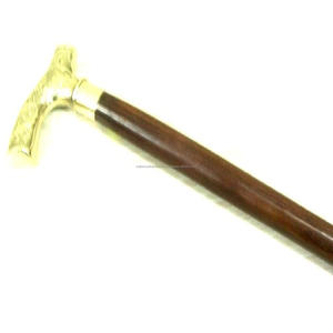Wooden <b>Walking</b> <b>Stick</b> With Decorative Brass Handle Designer Black Wood Cane 36"Old <b>Men</b> & Women Daily Use - Product Image 3