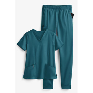 Tenue d'infirmière personnalisée de haute qualité pour femme, avec plusieurs poches, col en V, en tissu peigné, détection des aiguilles, fusion sans couture - Product Image 2