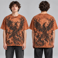 T-shirts graphiques Tigre Y2K délavés à l'acide, motif Éclair Bleu, vente en gros, col rond, manches courtes, coupe décontractée, hauts pour hommes