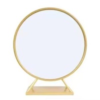 Miroir de table rond moderne en métal avec support pour mariage, maquillage, décoration intérieure - Écologique