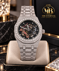 Reloj de Lujo para Hombre con Caja Cuadrada de Aleación, Correa de Acero Inoxidable con Moissanita, Movimiento Citizen Analógico-Digital de Cuarzo, Cristal Automático - Product Image 2