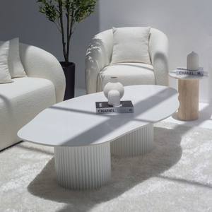 Table basse irrégulière en quartz blanc Vandana Zenova Solace avec options de couleur double base - Product Image 1