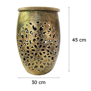 Mesa de Centro de Estilo Asiático Hecha a Mano con Base Redonda Tallada en Dorado para Sala de Estar - Product Image 5