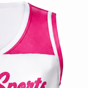 Maillot de cheerleading sans manches sublimé blanc et rose vif, tenue de sport athlétique pour l'entraînement et la compétition - Product Image 3