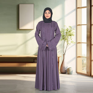 Abaya Nida Modeste à Panneaux Plissés, Robe Islamique à Manches Longues Style Dubaï, Jalabiya pour Femmes Musulmanes, Longueur Ras du Sol, Grande Taille, pour l'Aïd et le Ramadan - Product Image 1