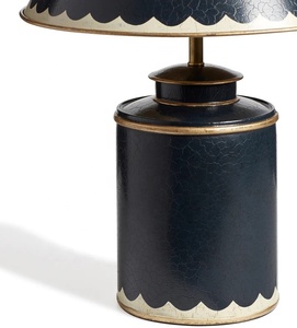 Midnight Canister Metal Table <b>Lamp</b> with Scalloped <b>Shade</b> Premium Iron Construction Warm Ambient Lighting for Refined Homes - Product Image 3