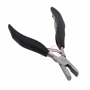 Stainless Steel Plier <b>Glue</b> Remove Flat Tip Hair Plier for Hair Extensions Tool Smooth Handle Hair Extension Pliers - Product Image 2