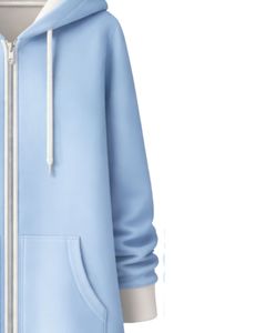Sudadera con capucha larga azul claro para mujer, abrigo de invierno con forro polar y bolsillos tipo canguro, ropa casual cálida, OEM, personalizada de fábrica - Product Image 5