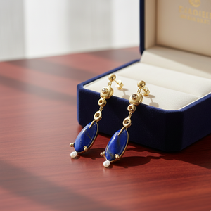 Pendientes de Plata de Ley 925 al por Mayor, Chapados en Oro de 18K, con Lapislázuli, Joyería para Mujer, Gema Curativa, Uso Diario - Product Image 2