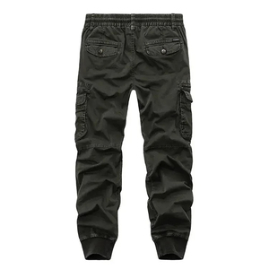 Wholesale <b>Men's</b> Relax Fit Canvas Cargo Pants 6 Pocket Jogger <b>Elastic</b> Waist Flat Front OEM Service Casual Wear - Product Image 2