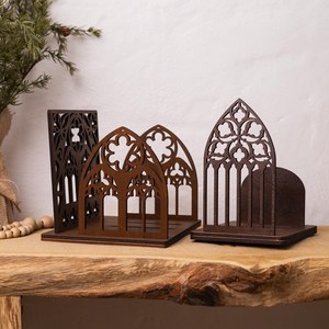 High Quality NEHA ENTERPRISES Wooden <b>Bookends</b> Modern Style Scenic Pattern Rectangle Laser Cut Design Traditional Decorative - Product Image 1