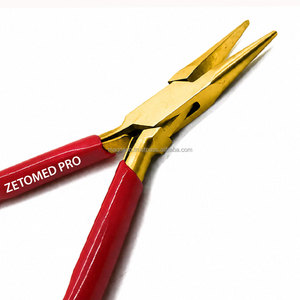 Alicates de punta fina de alta calidad para joyería, de acero inoxidable, mango rojo y dorado premium, herramienta de 5 pulgadas / Personalizado - Product Image 2
