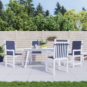 Juego de 4 Cojines para Silla de Exterior, Color Azul Marino, 100% Poliéster, Diseño de Respaldo Bajo - Product Image 1