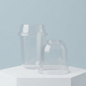 Transparent PP <b>Plastic</b> <b>Cups</b> With Lids U Shape For Beverage Use 12-22oz Disposable Coffee Milk Tea <b>Cup</b> - Product Image 1
