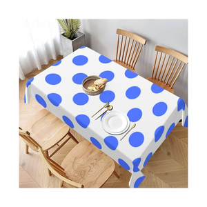 Minimalist Geometric Accept Customized Logo Printed <b>Tablecloth</b> <b>Rectangle</b> White Blue Polka Dot Polyester Washable Home Use - Product Image 3