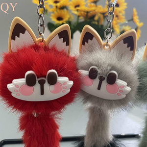 QY porte-bonheur chat en peluche porte-clés mignon fourrure pompon queue porte-clés dessin animé sac breloque Fortune chat - Product Image 5