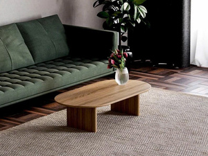 Table basse ovale en bois moderne faite à la main, meubles de salon, décoration intérieure - Product Image 1