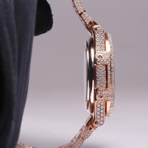 Montre Hip Hop Unisexe en Moissanite et Diamant, Haute Qualité, Plaqué Or Rose 18K, Acier Inoxydable, Véritable Or Rose 18K, Tendance Affaires - Product Image 6