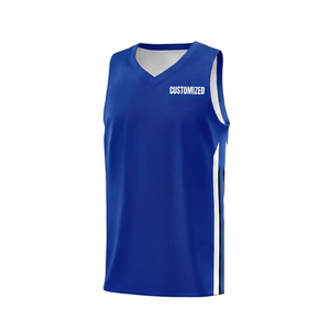 Maillot de basket-ball bleu personnalisé en gros, débardeur de sport sans manches, uniforme d'équipe athlétique personnalisé, vêtements pour hommes - Product Image 1