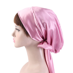 Nouveau bonnet de nuit en satin pour femme avec nœud, bonnet de sommeil en soie, bonnets chimio, bonnets pour le cancer, bonnet pour cheveux longs, foulard, bandana, couvre-chef - Product Image 4
