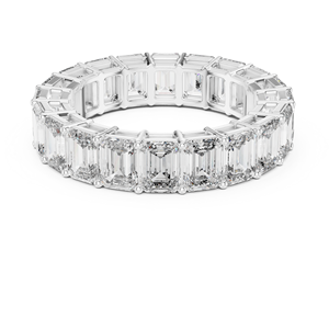 Anillo de Eternidad con Diamantes de Corte Esmeralda Cultivados en Laboratorio, Oro Blanco de 18 Quilates, Anillo de Compromiso y Boda con 6 Quilates de Piedras Laterales, Bañado en Rodio, para Oficina - Product Image 3