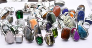 Natural Stone Antique <b>Silver</b> Plated Christian Brass Gemstone <b>Rings</b> Trendy Punk Heart <b>Set</b> with Vintage Funny Gift for Women - Product Image 2