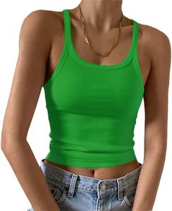 Camiseta sin mangas para mujer, color lavanda, de punto acanalado, cuello redondo, informal, de color liso, transpirable, mezcla de algodón y elastano, de longitud corta - Product Image 3