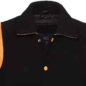 เสื้อแจ็คเก็ตวาร์ซิตี้ผู้ชาย สีดำ-เหลือง คอปกพับได้ ทรงปกติ สไตล์พรีปปี้ สำหรับใส่ในฤดูใบไม้ร่วง - Product Image 5